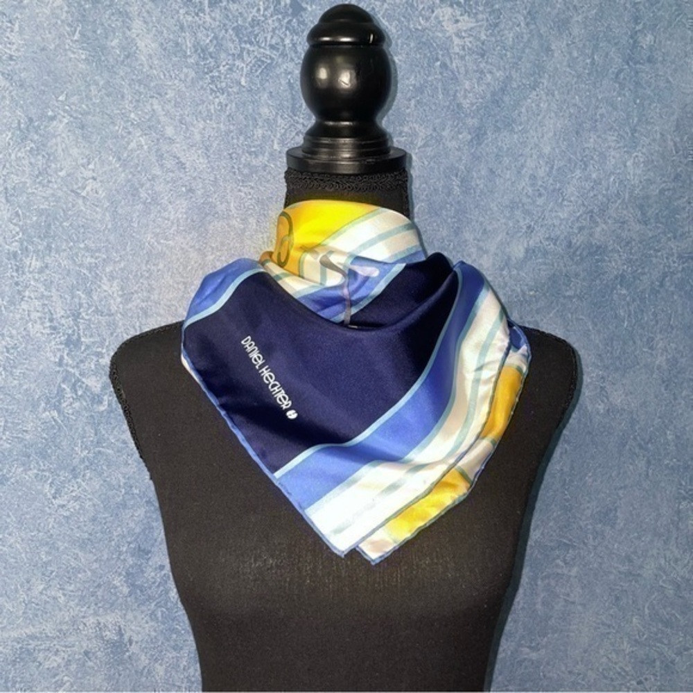 Vintage Daniel Hechter Grape Print Navy Scarf